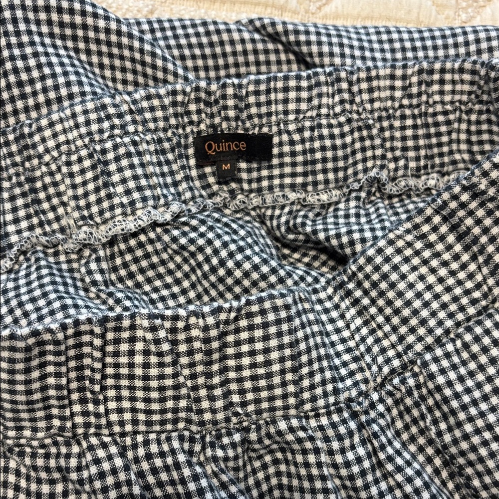 Quince Linen Gingham Black and White Checkered Skirt - Picture 3 of 3